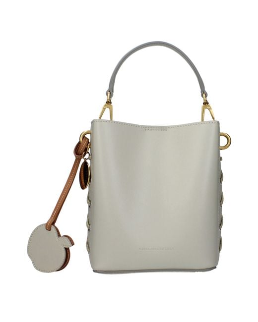 Stella McCartney Gray Stella Mc Cartney Eco Leather Bucket Handbags/Clay