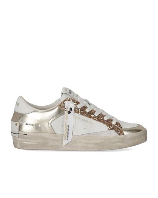 Crime London White Sk8 Deluxe Platinum Glam Sneaker