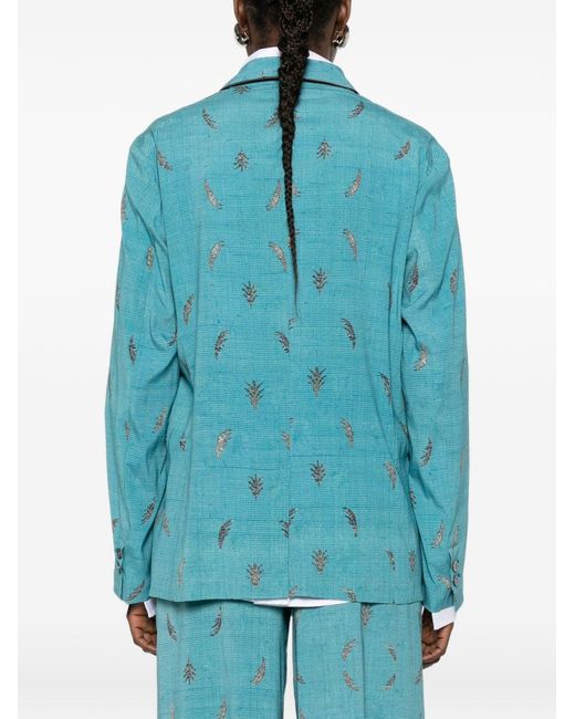 Pierre Louis Mascia Blue Bedruckte Seidenjacke