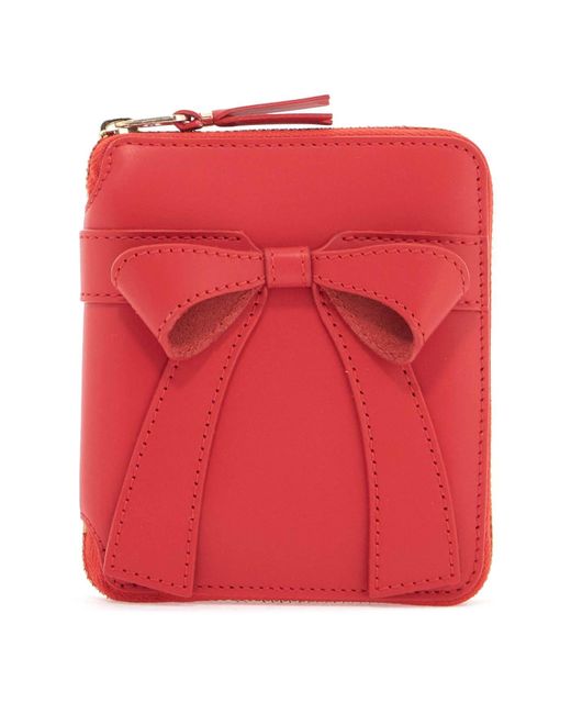 Portafoglio con Grande Fiocco Rosso en Pelle Comme des Garçons de color Red