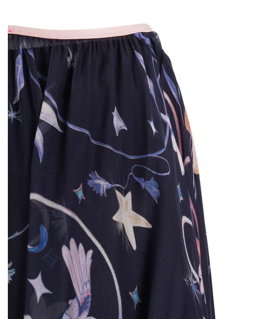 Forte_forte Blue Gonna Chiffon Stampa "Deliverance"