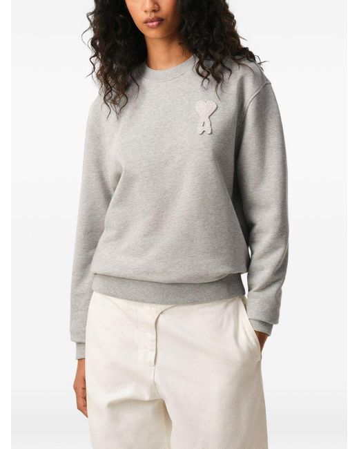 AMI Gray Ami De Coeur Cotton Sweatshirt for men