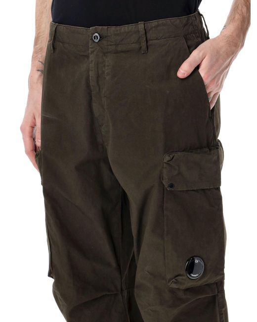 C P Company Black C.P. Company Microreps Fabric Cargo Pants for men