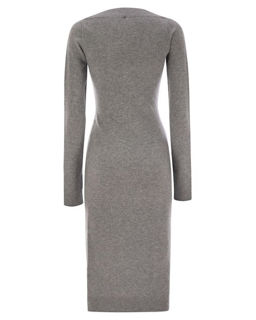 Sportmax Gray Angizia Cashmere Blend Knit Dress