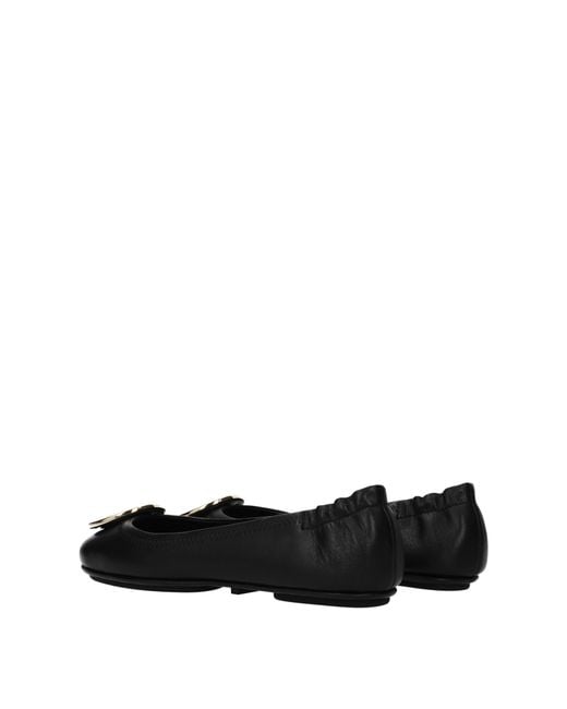 Tory Burch Black Minnie Ballet Flats Leather