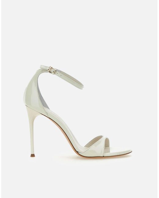 Sergio Levantesi White Rave5 Weiße Lackleder-Sandalen