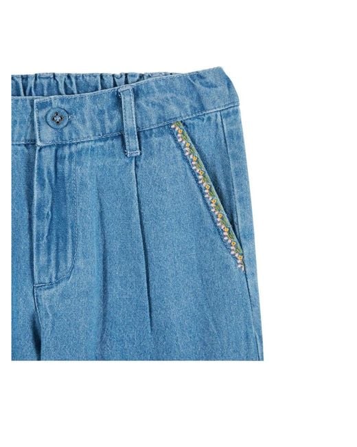 Emile Et Ida Blue Pantaloni Denim Con Ciliegie