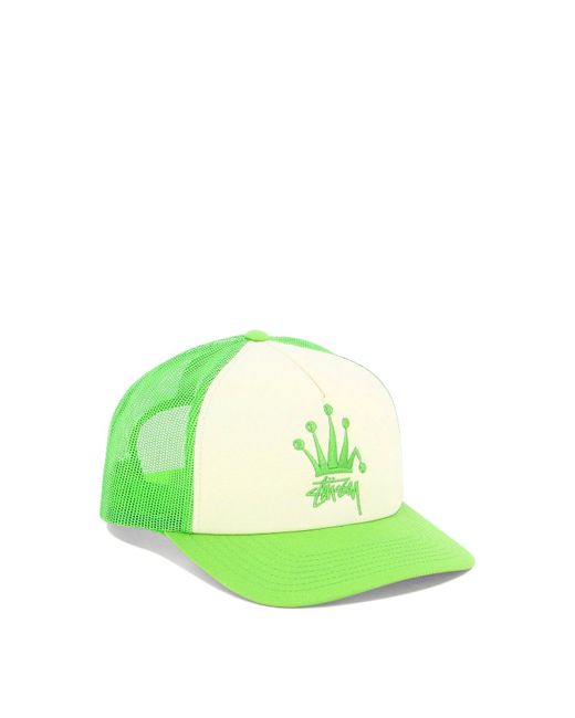 Stussy Crown Stock Trucker Hat in Green for Men | Lyst