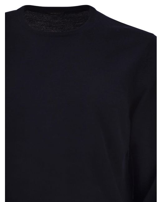 Kiton Blue Long-Sleeved Wool Crew Neck Jumper for men