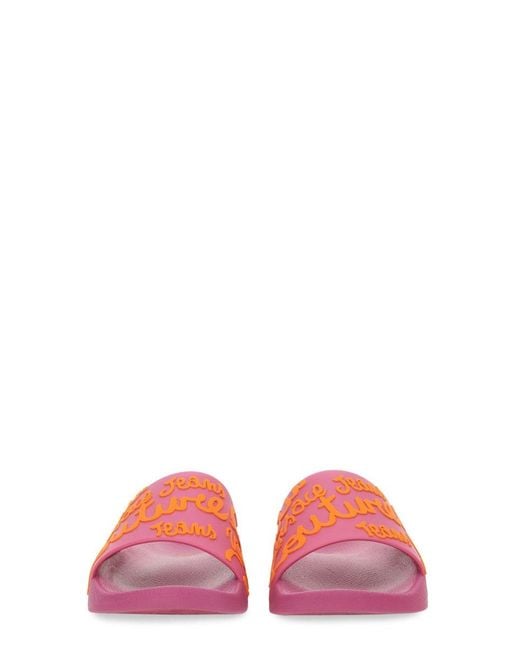 Versace Jeans Couture Pink Slide Sandal With Logo
