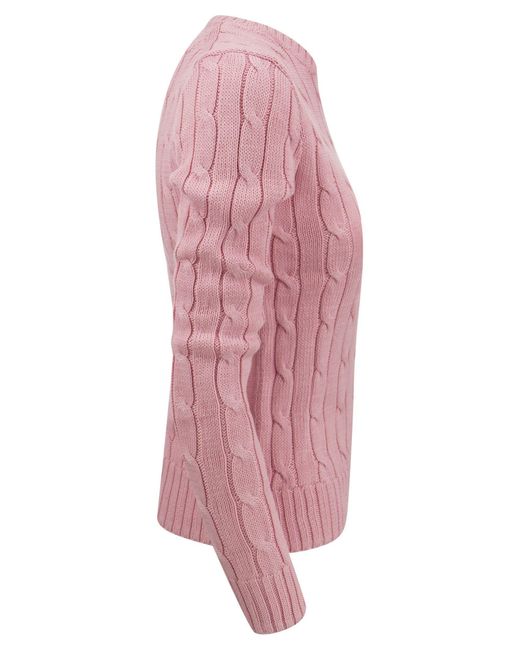 Slim Fit Cable Knit Polo Ralph Lauren de color Pink