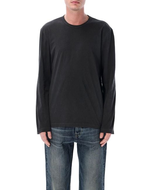 James Perse Black Cotton Long Sleeve T-Shirt for men