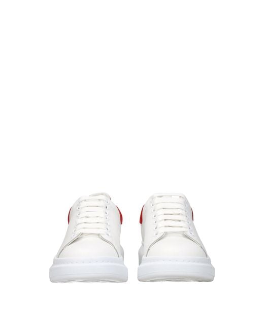 Alexander McQueen White Sneakers Oversize Uomo Pelle Bianco/Rosso for men