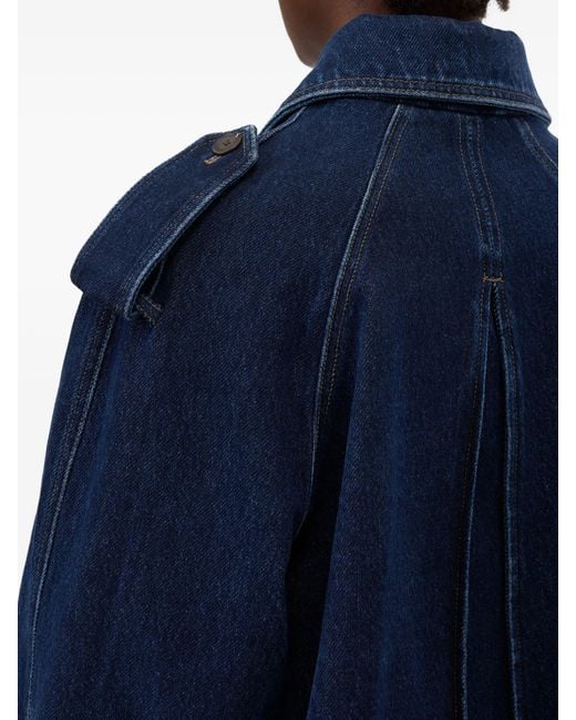 Closed Blue Cropped Trench