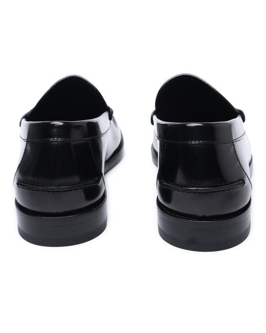 Versace Black Leather Loafers for men