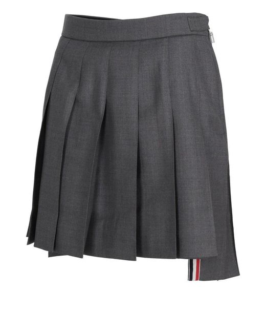 Thom Browne Gray Thigh Length Dropped Back Pleated Skirt