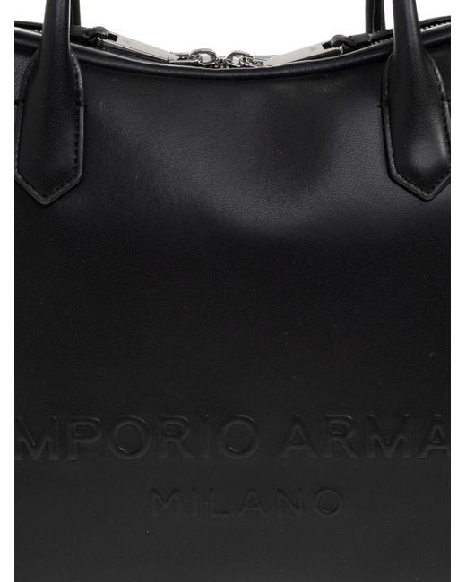 Emporio Armani Black Leather Shoulder Bag