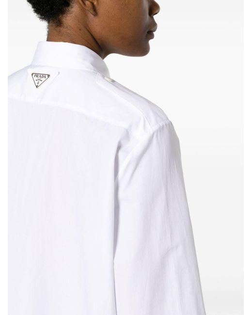 Prada White Crystal-button Cotton Shirt