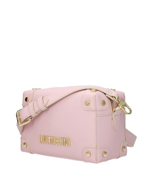 Love Moschino Pink Crossbody Bags Polyurethane/Powder