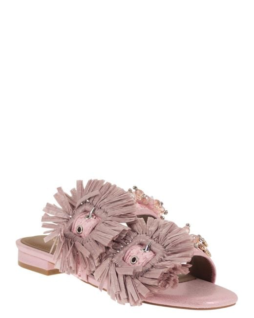 Kurt Geiger Pink Jewel Flat Sandals