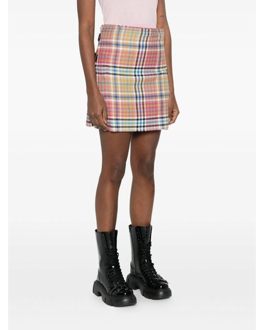 Vivienne Westwood White Plaid Skirt With Frayed Hem