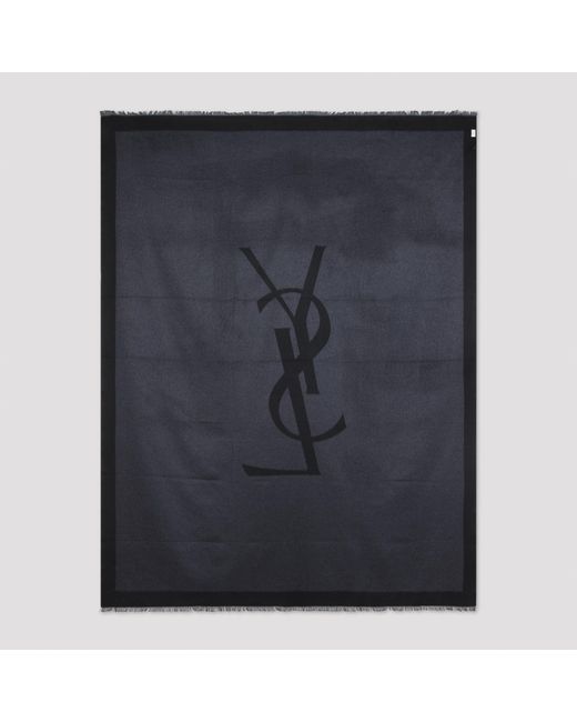 Saint Laurent Black Schwarzer Seidenschal
