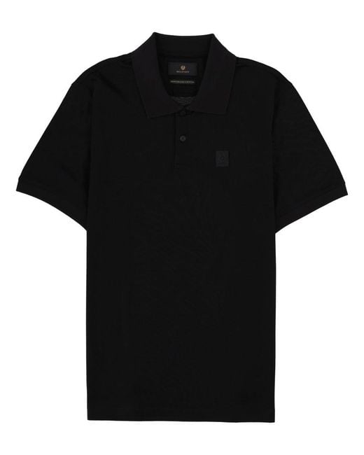 Belstaff Black Polo "Steel" Con Patch Logo