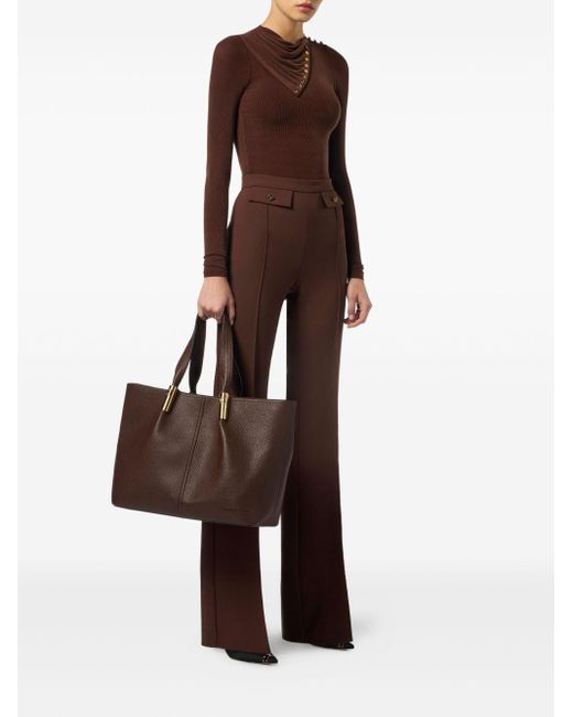 Elisabetta Franchi Brown Schlaghose mit Knopfdetail