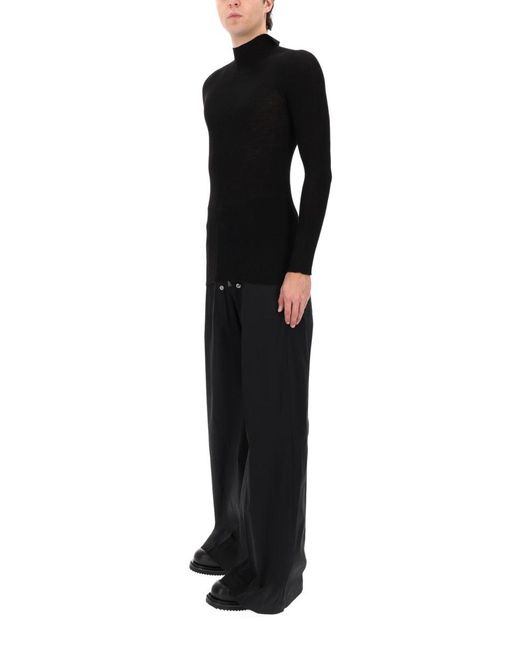 Rick Owens Black Shirt Collar Sweater for men