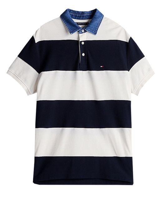 Tommy Hilfiger Blue Polo Relaxed Fit Rugby Lines