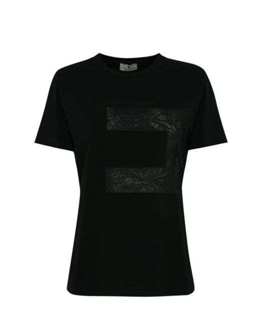 T-shirt avec le logo macro Elisabetta Franchi en coloris Black