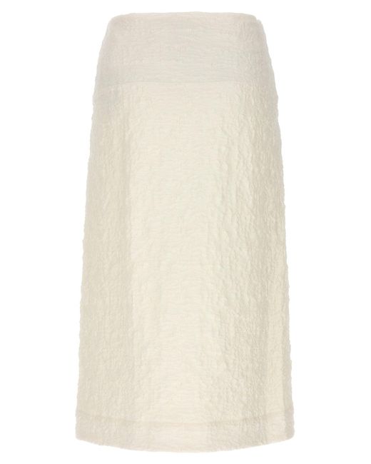 Jil Sander Natural Textured Cotton Skirt With Front Zip Closure