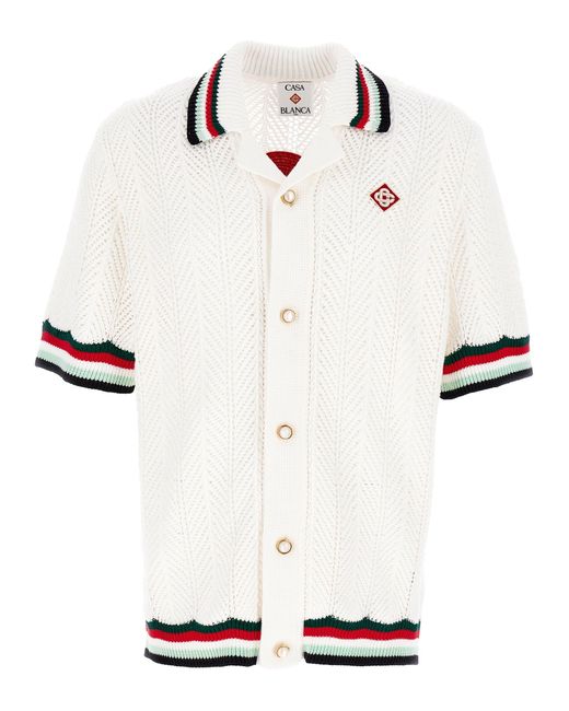 Casablanca 'sporty Faux Crochet' Shirt in het White voor heren