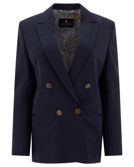 Etro Blue Tailored Mini Jacket For Ss25