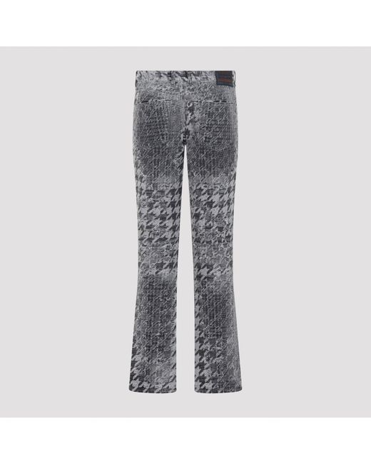 DIESEL Gray Houndstooth Pattern Jeans With Flared Leg Design