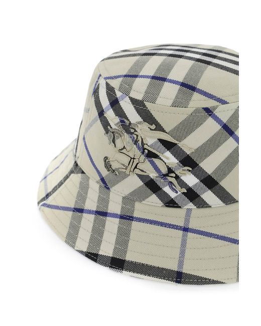 Burberry White Ered Cotton Blend Bucket Hat With Nine Words