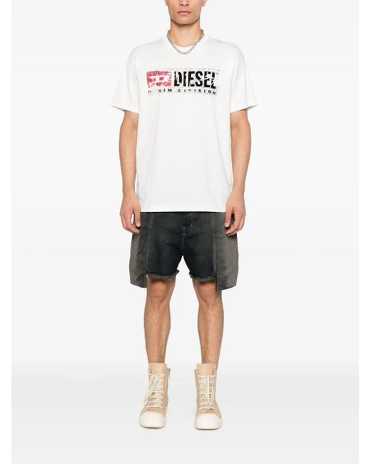 DIESEL Black Crew Neck T -Shirt mit Druck