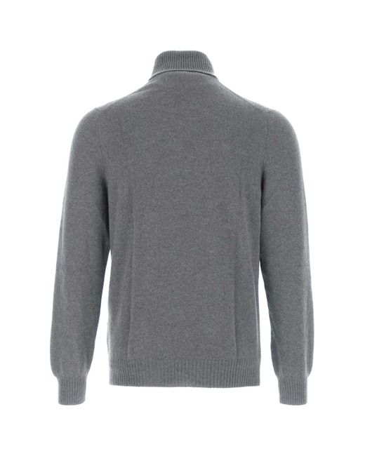 Fedeli Gray Cashmere Sweater for men