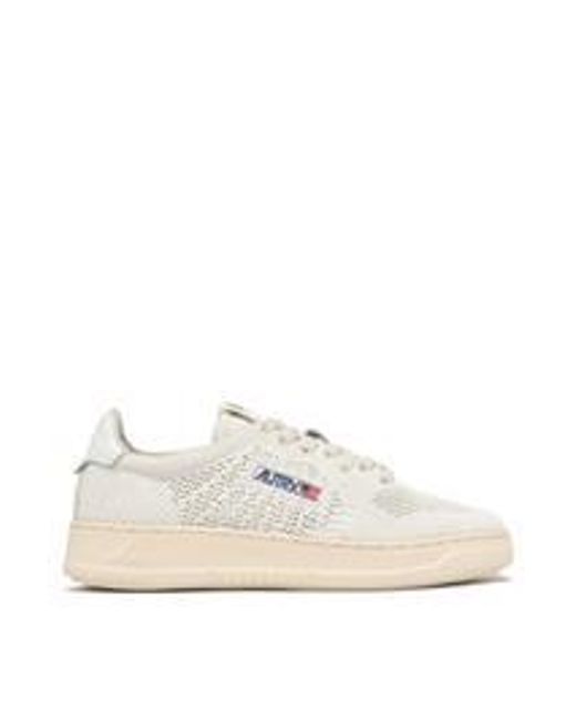 Autry White Medaillengewinner Lockerknit Low -Stoff -Turnschuhe