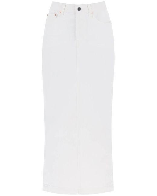 Garde-robe.NYC Jupe de colonne denim avec un mince Wardrobe NYC en coloris White