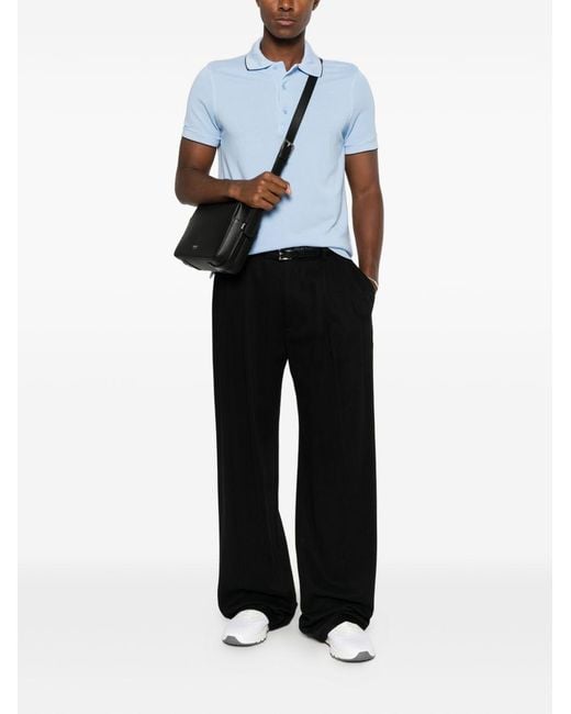 Tom Ford Blue Piquet Cotton Polo Shirt