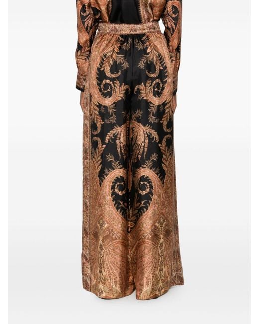 Zimmermann Brown Paisley-Print Drawstring Trousers