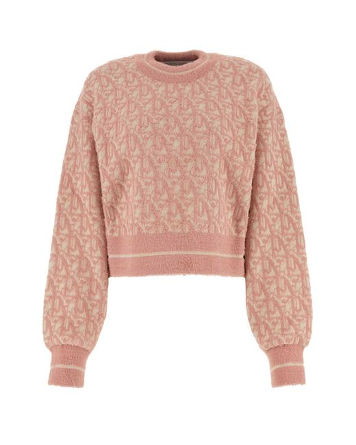 Palm Angels Pink Embroidered Nylon Blend Sweater