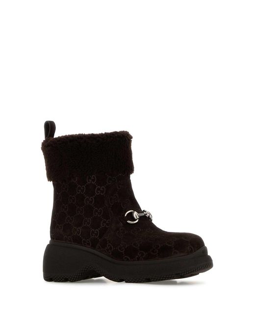Gucci Black Dark Suede Ankle Boots
