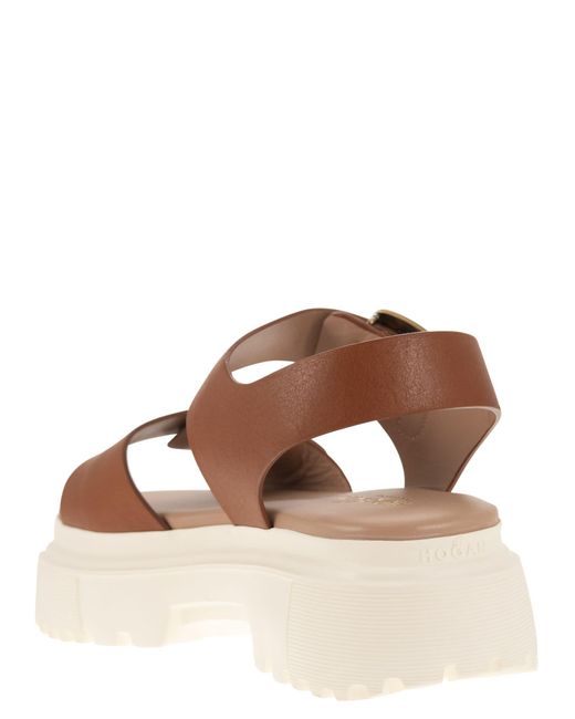 Hogan Brown H644 - Sandal With Two Buckles