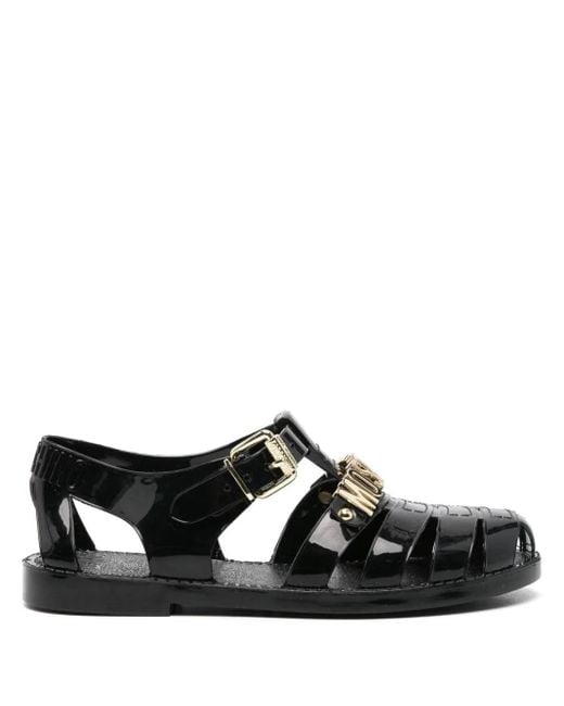 Moschino Black Sandals With Logo Plaque for men