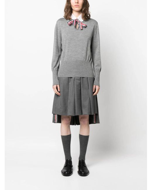 Thom Browne Gray Sweater With Ribbon for men