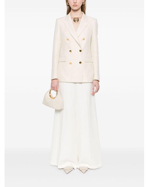 Tagliatore Natural Tailored Double-Breasted Jacket With Textured Fabr