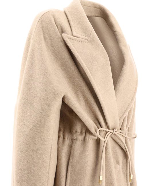 Max Mara "bertone" Oversized Cashmere Coat in het Natural
