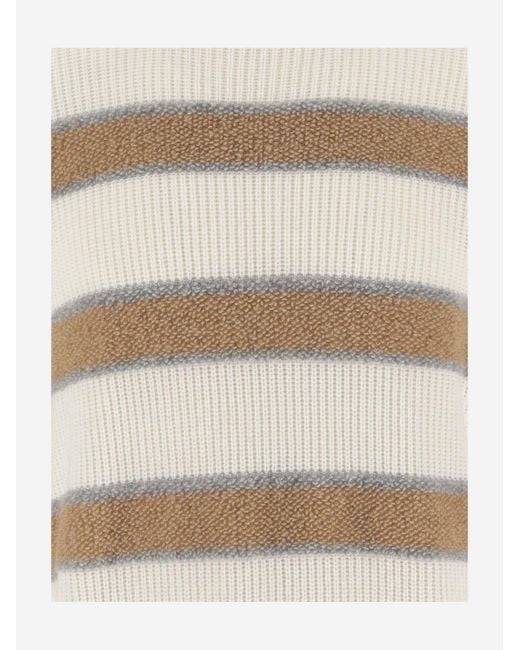 Malo Natural Cashmere Sweater With Striped Pattern for men